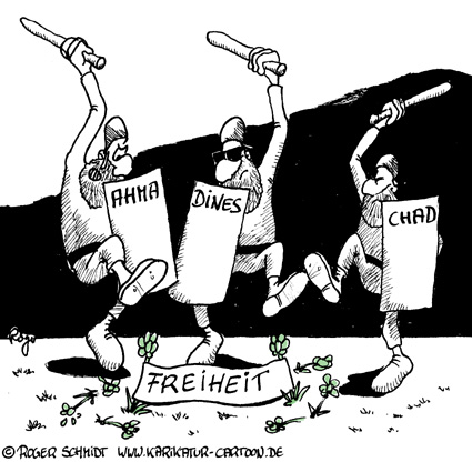 Karikatur, Cartoon: Ahmadineschad und die Freiheit, © Roger Schmidt