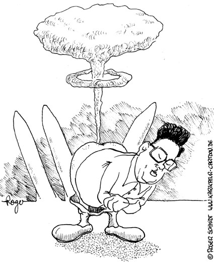 Karikatur, Cartoon: Atomtest, © Roger Schmidt