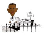 Karikatur, Cartoon: Barack Obama als neuer Präsident, © Roger Schmidt