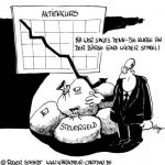 Karikatur, Cartoon: Aktienkurs und Börse, © Roger Schmidt