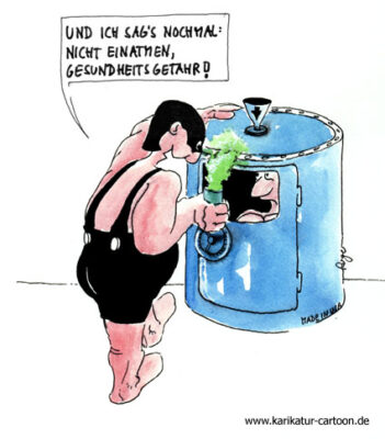 Karikatur, Cartoon: Gaskammer, © Roger Schmidt