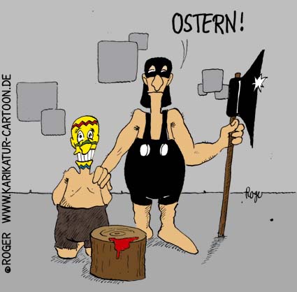 Karikatur, Cartoon: Kriegsbemalung zu Ostern, © Roger Schmidt
