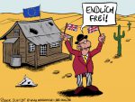 Karikatur, Cartoon: Brexit - Endlich frei!, © Roger Schmidt
