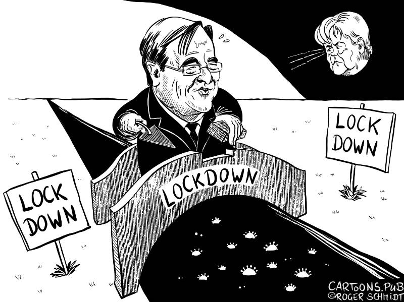 Karikatur, Cartoon: Laschets Brückenlockdown © Roger Schmidt