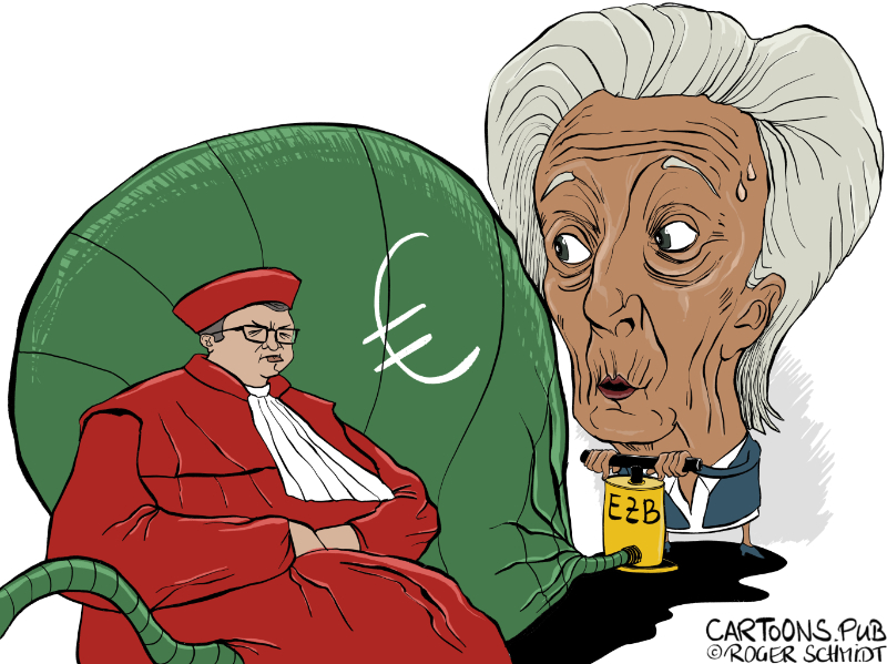 Karikatur, Cartoon: Bundesverfassungsgericht watscht EZB ab © Roger Schmidt