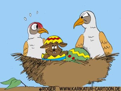 Karikatur, Cartoon: Ostern und der Osterhase, © Roger Schmidt