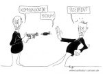 Karikatur, Cartoon: Kommunikator, Medium und Rezipient, © Roger Schmidt