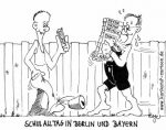 Karikatur, Cartoon: Schulalltag in Berlin und Bayern, © Roger Schmidt