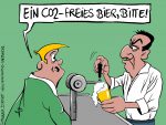 Karikatur, Cartoon: CO2-freies Bier, © Roger Schmidt