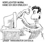 Karikatur, Cartoon: Computerwurm, © Roger Schmidt