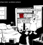 Karikatur, Cartoon: Computerspiel im Killerzimmer, © Roger Schmidt