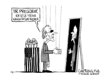 Karikatur, Cartoon: Der Rückzug von Joe Biden © Roger Schmidt