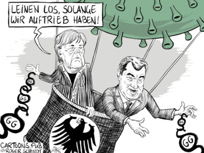 Karikatur, Cartoon: Einschränken der Grundrechte © Roger Schmidt