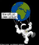 Karikatur, Cartoon: Felix Baumgartner landet sicher auf der Erde, © Roger Schmidt