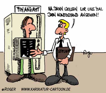Karikatur, Cartoon: Finanzamt, © Roger Schmidt
