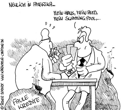Karikatur, Cartoon: Finanzkrise USA, © Roger Schmidt