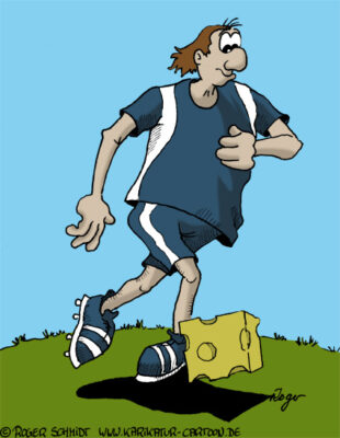 Karikatur, Cartoon: Fußball und Käse, © Roger Schmidt