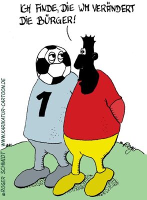 Karikatur, Cartoon: Fußball Weltmeisterschaft, © Roger Schmidt