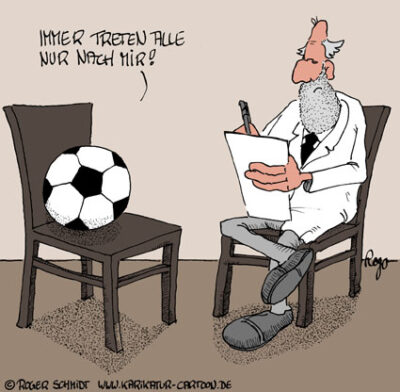 Karikatur, Cartoon: Fußballtraining, © Roger Schmidt