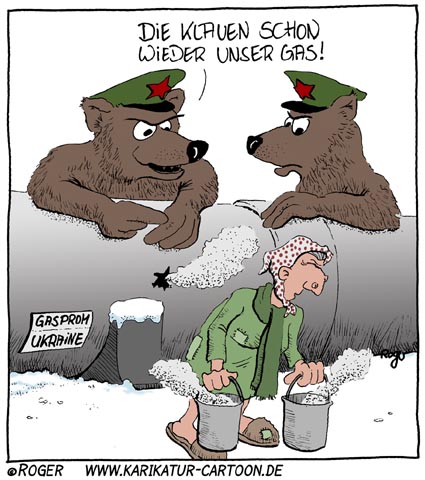 Karikatur, Cartoon: Gas Streit, © Roger Schmidt