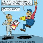 Karikatur, Cartoon: Gehaltserhöhung mit Steuer, © Roger Schmidt