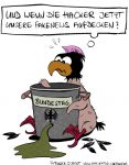 Karikatur, Cartoon: Hacker beklaut Bundestag, © Roger Schmidt