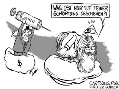 Karikatur, Cartoon: Himmlische Impfung © Roger Schmidt