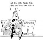 Karikatur, Cartoon: KfW-Bank setzt 300 Millionen Euro in den Sand, © Roger Schmidt
