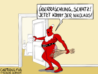 Karikatur, Cartoon: Knecht Nikolaus © Roger Schmidt