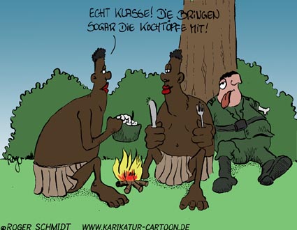 Karikatur, Cartoon: Kongo-Einsatz, © Roger Schmidt