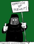 Karikatur, Cartoon: Steigern Kopftuchmädchen das Wirtschaftswachstum?, © Roger Schmidt
