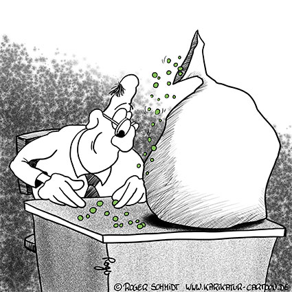 Karikatur, Cartoon: Kostencontrolling, © Roger Schmidt
