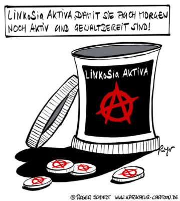 Karikatur, Cartoon: LINKoSia Aktiva, © Roger Schmidt
