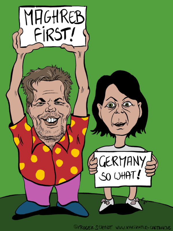 Karikatur, Cartoon: Maghreb first, Germany so what, © Roger Schmidt