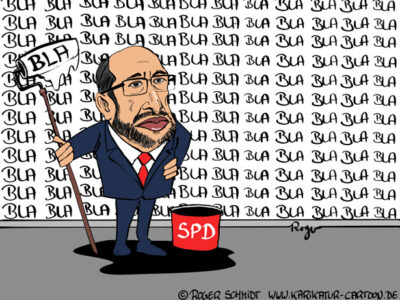 Karikatur, Cartoon: Martin Schulz – der große BlaBlaBla, © Roger Schmidt