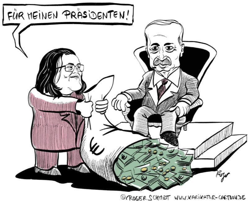 Karikatur, Cartoon: Nahles hilft Erdogan © Roger Schmidt