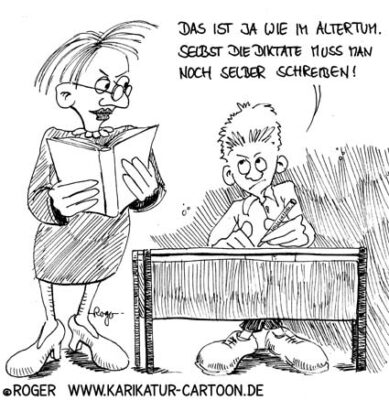 Karikatur, Cartoon: Bildung und Computer, © Roger Schmidt