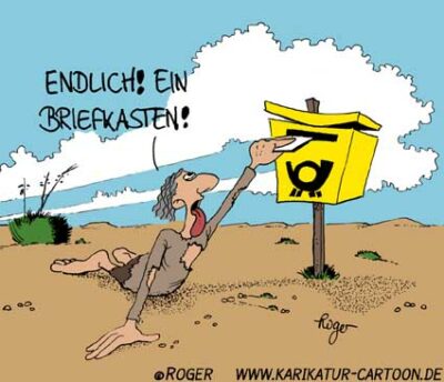 Karikatur, Cartoon: Postagentur, © Roger Schmidt