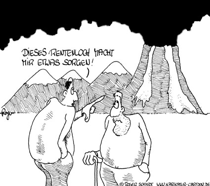 Karikatur, Cartoon: Rentenloch, © Roger Schmidt