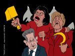 Karikatur, Cartoon: Die roten Schwestern, © Roger Schmidt