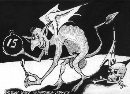 Karikatur, Cartoon: Der Satan im Islam, © Roger Schmidt