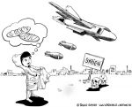 Karikatur, Cartoon: Bomben statt Sterntaler, © Roger Schmidt