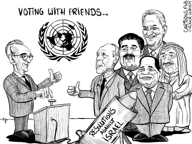Karikatur, Cartoon: UN-Resolutionen gegen Israel © Roger Schmidt