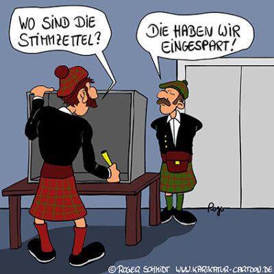 Karikatur, Cartoon: Unabhängigkeit von Schottland, © Roger Schmidt