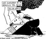 Karikatur, Cartoon: Unternehmenskultur im sinkenden Schiff, © Roger Schmidt