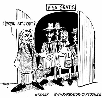 Karikatur, Cartoon: Visa, © Roger Schmidt