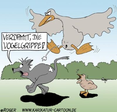 Karikatur, Cartoon: Vogelseuche, © Roger Schmidt