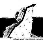 Karikatur, Cartoon: Börsenkurs der VW-Aktie, © Roger Schmidt