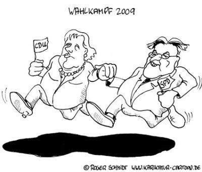 Karikatur, Cartoon: Wahlkampf 2009 in Deutschland, © Roger Schmidt