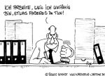 Karikatur, Cartoon: Workaholic - Arbeitssucht, © Roger Schmidt